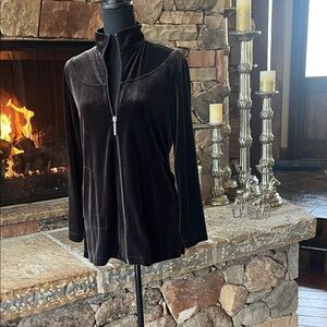 Chico’s Brown Velvet Zip-Up Jacket